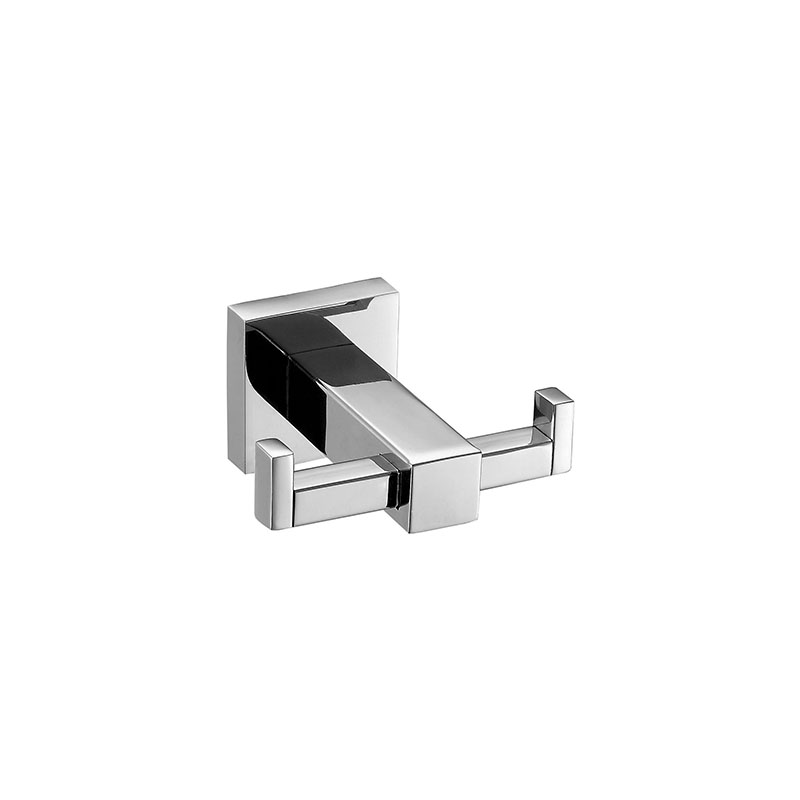 Stainless Steel Wall Mounted Bathroom Double Hook with Square Base JD11